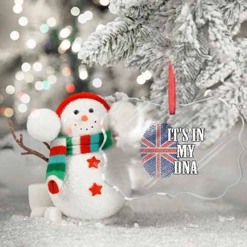 Vista 3 de Adorno de Navidad personalizado del Reino Unido 2023 It's in My DNA, adorno de huellas dactilares para decoración de árbol de Navidad, recuerdo
