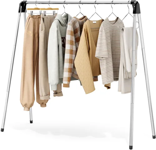Vista 10 de TOOLF Tendedero plegable para ropa, de acero inoxidable, portátil, para interiores y exteriores, de gran capacidad
