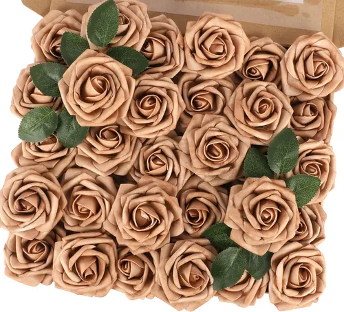 Vista 40 de MACTING 30 PCS Flores Artificiales Rosas Negras y Blancas Flores Falsas con Tallo Rosas de Espuma de Tacto Real para Boda Bola de Besos Ramillete