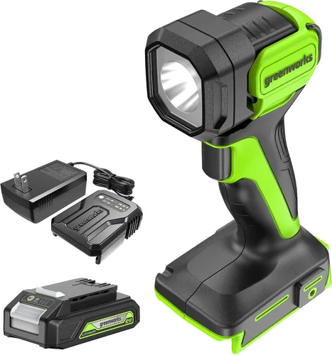 Vista 17 de Greenworks Luz de Punto LED de 24V, linterna de mano de 3000 lúmenes, foco de brillo variable, solo herramienta