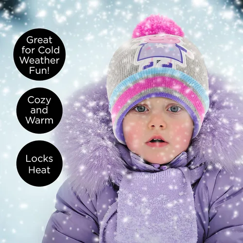 Vista 2 de Hasbro Sombrero de invierno, guantes para niños pequeños, gorro de bebé de Peppa Pig para niña