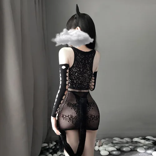 Vista 6 de Disfraz exótico de cosplay para mujer, sexo travieso, lencería sexy para la escuela, juego de roles, conejito, gato, oso, criada, anime, cos
