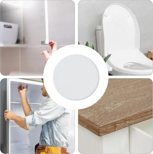 Vista 8 de Protector de pared redondo de 3 1/4 pulgadas, paquete de 10 pomos de puerta, protectores de pared rígidos de vinilo rígido, color blanco