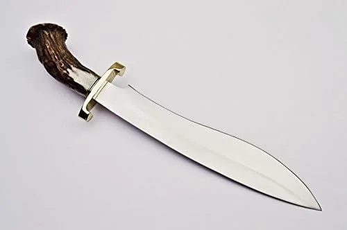 Vista 3 de Cuchillo de caza hecho a mano de acero D2 cuchillo de supervivencia con mango de asta de ciervo (S-963)