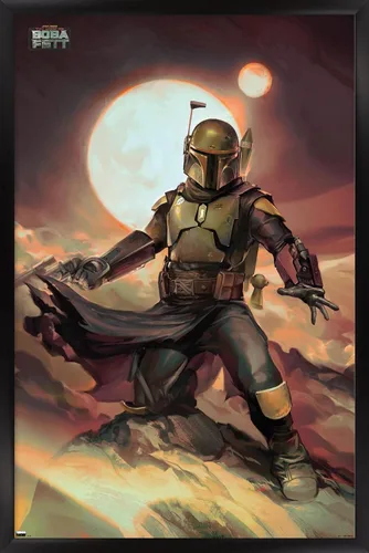 Vista 9 de Trends International Star Wars: The Book of Boba Fett - Póster de pared de Boba on Tatooine, 14.725 x 22.375 pulgadas, versión enmarcada de madera