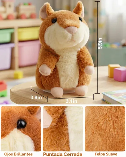 Vista 6 de Hámster parlante de peluche que repite lo que dices de Halobang, regalo para niños