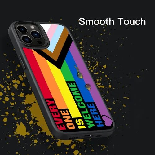 Vista 4 de Pride Flag Rainbow LGBT Love Welcome Here Funda compatible con iPhone 17 16 15 14 13 12 11 Pro Max Galaxy S26 S25 S24 S23 S22 S21 S20 FE Plus