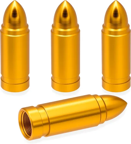 Vista 24 de 4 piezas tapas de válvula de neumático estilo bala, resistentes a la corrosión, cubiertas universales de válvula de neumático de aleación