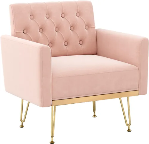 Vista 12 de Olela Silla decorativa con brazo para sala de estar, sillón moderno de terciopelo, sofá individual, acogedora silla auxiliar tapizada para lectura