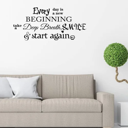 Vista 2 de Every Day is a New Beginning Take a Deep Breath Smile and Start Again - Calcomanías de vinilo para pared, citas artísticas, inspiradoras, frases
