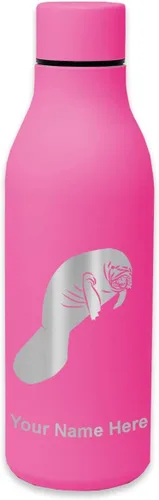 Vista 13 de LaserGram Botella de agua de acero inoxidable de doble pared, manatí, grabado personalizado incluido