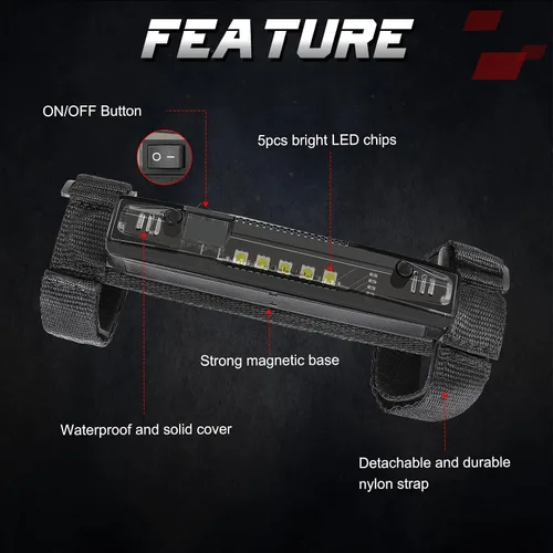 Vista 2 de OFFROADTOWN UTV - Luz interior universal para montaje en barra enrollable, luz LED cúpula, luz de jaula enrollable de luz de cortesía, luz superior