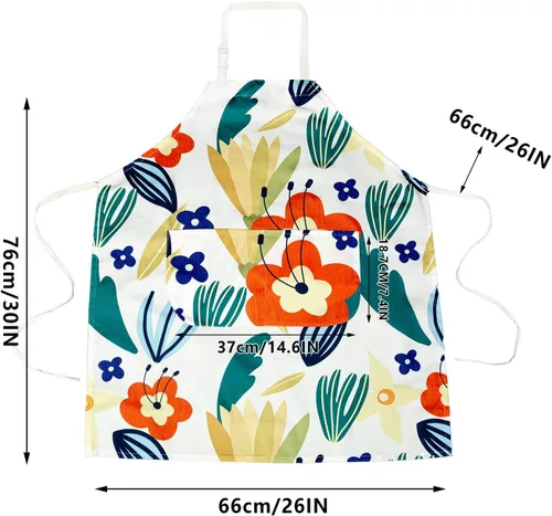 Vista 2 de LOLOMLO 2 Pack Floral Apron for Women with Pockets, Water Resistant Adjustable Neck Strap, Apron for Gardening