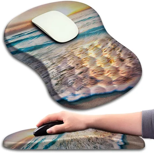 Vista 7 de Alfombrilla de ratón con soporte de muñeca, alfombrilla de ratón ergonómica con punto de masaje, cómoda alfombrilla de ratón para computadora