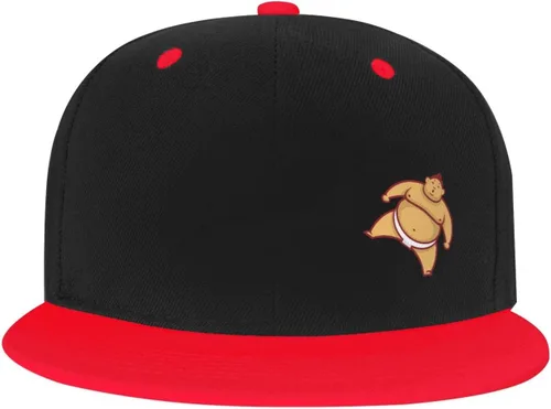 Vista 2 de Japanese Sumo Adult Flat Brim Contrast Hip Hop Hat Flat Brim Baseball Adjustable Snapback Trucker Cap