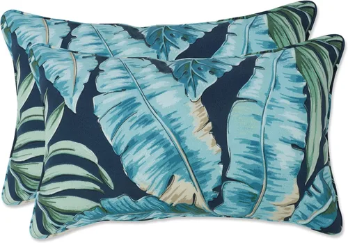 Vista 43 de Pillow Perfect Almohadas lumbares Delray azul marino para exteriores/interiores, 11.5 x 18.5 pulgadas, paquete de 2