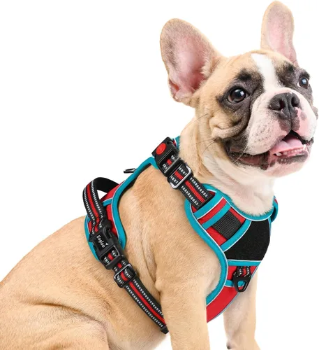 Vista 13 de Eagloo Arnés para perro de tamaño pequeño, fácil de llevar con 3 hebillas, arnés ajustable sin tirones para mascotas con sistema MOLLE, chaleco