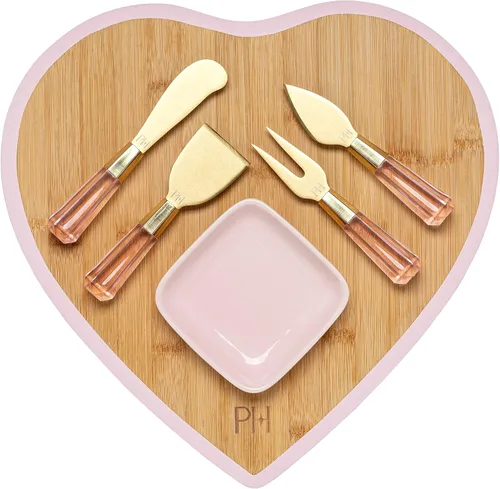 Vista 9 de Juego de tabla para embutidos y bandeja de servir Paris Hilton, tabla de bambú magnética y personalizable con utensilios para queso, set de 7