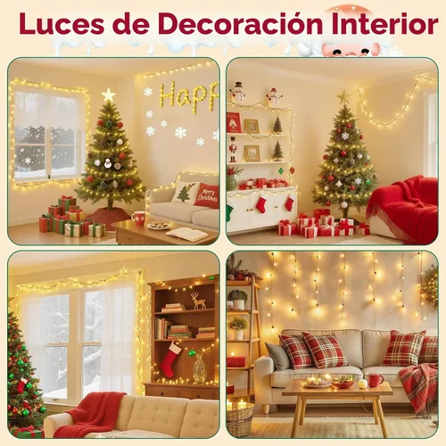 Vista 4 de Hishine Luces de Navidad de 82 pies, 1000 luces LED, cadena de luces para interiores y exteriores, 8 modos, impermeable, enchufable, luz de árbol