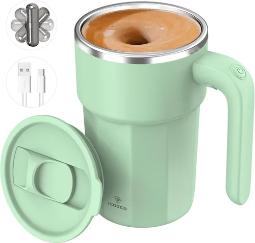 Vista 11 de Taza mezcladora eléctrica de 12 onzas, recargable, regalo para los amantes del café y uso en la oficina (negro)