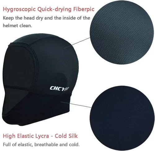 Vista 5 de Forro para Casco de Motocicleta de Secado Rápido y Antihumedad para Uso Bajo el Casco, para Deportes al Aire Libre, Negro