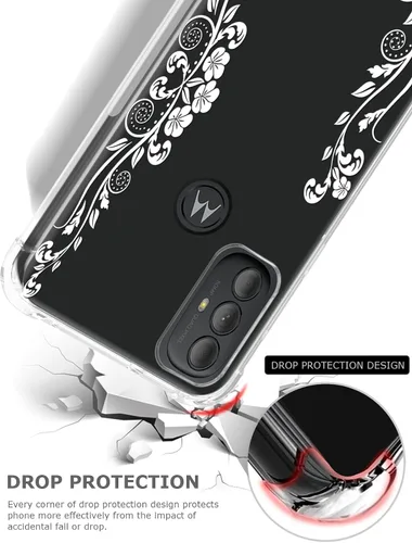 Vista 3 de Funda transparente floral para Moto G Power 2022/Moto G Pure para mujeres/niñas, bonita funda de teléfono, diseño de flores, delgada, suave