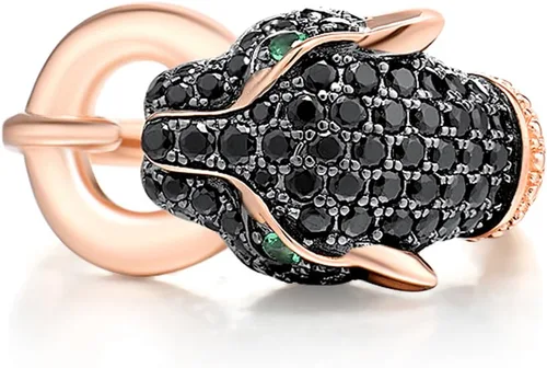 Vista 2 de Santuzza Anillo de plata de ley 925 con diseño de leopardo, circonita cúbica, espinela verde, Jaguar, joyería