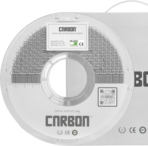 Vista 16 de Filamento para impresora 3D PETG de grado alimentario certificado - CARBON de Comfy Materials - Aprobado por la FDA, seguro para alimentos, probado