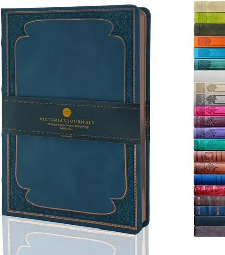 Vista 34 de Victoria's Journals Cuaderno con forro de cuero sintético y tapa dura, diario de viaje con diseño vintage de aspecto antiguo, tamaño A5, 5.7 x 8.1