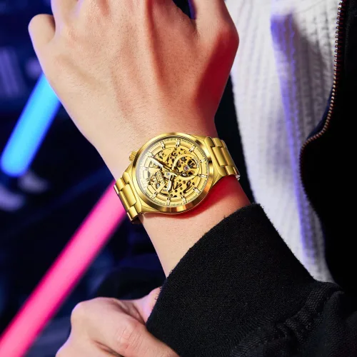 Vista 3 de OLEVS Relojes mecánicos automáticos para hombre de cuerda automática impermeables de acero inoxidable, relojes de pulsera de lujo costosos