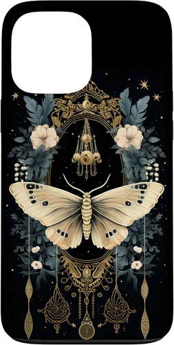 Vista 23 de iPhone 16 Celestial Moth Witchy Butterfly Botanical Moon Boho Flowers Case