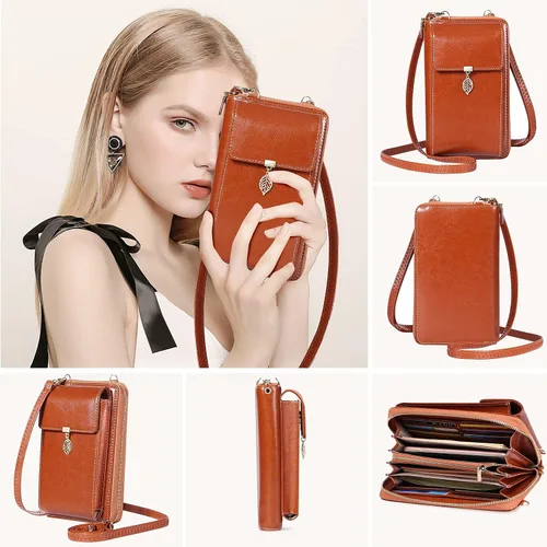 Vista 9 de HUANLANG Bolsos cruzados pequeños para teléfono celular de cuero para mujer