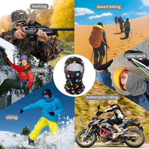 Vista 7 de Achiou - Pasamontañas, máscara facial, para hombres o mujeres, máscara de cara completa con capucha, para nieve, motocicleta, correr, clima frío
