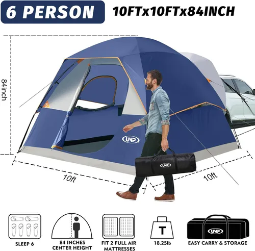 Vista 2 de UNP Tienda de campaña todoterreno para campamento, tienda de campaña para 6 personas al aire libre, fácil de instalar, tienda de campaña para SUV