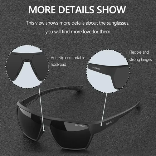 Vista 6 de Gafas de sol polarizadas deportivas para hombres y mujeres, marco irrompible, conducción, pesca, ciclismo, correr, béisbol, protección UV