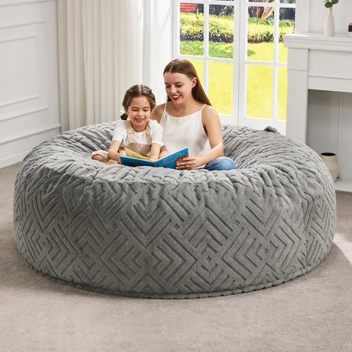 Vista 17 de Hobestluk Sillas Puf para Adultos, Silla Puf con Relleno, Sillas Puf Grandes con Funda Esponjosa en Relieve, Sillas Puf Gigantes para Adultos