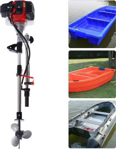 Vista 4 de Motor fuera de borda de 2 tiempos de 2.3 HP, motor de barco de gas de 52 cc, motor de gasolina, motor de lancha de pesca, motor de timbre, control