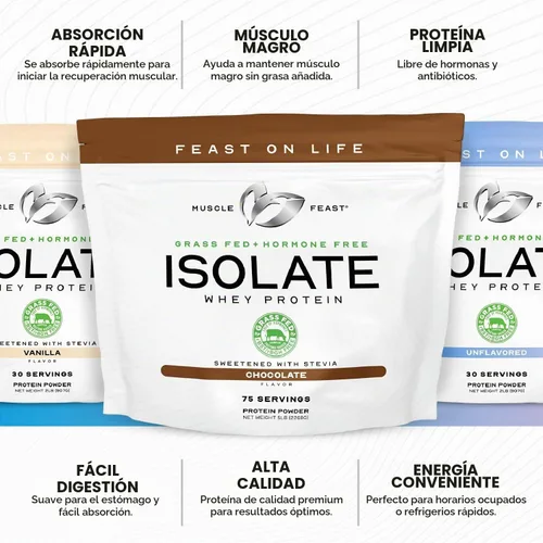 Vista 6 de Muscle Feast Proteína de suero aislada de vacas alimentadas a pasto, totalmente natural sin hormonas, criadas en pasto, Proteína de suero aislada