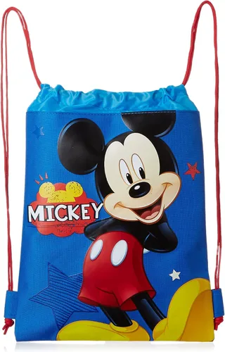 Vista 2 de Mochila con cordón azul Mickey Mouse Bolsa grande para dibujar