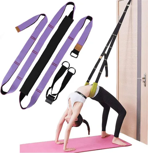 Vista 9 de Correa de estiramiento de yoga, fitness, correa de estiramiento de flexibilidad de puerta, mejora la flexibilidad de la pierna, cintura y espalda