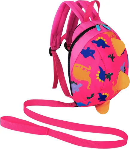 Vista 5 de YUPING Mochila de dinosaurio para niños pequeños con correa de seguridad para niños y niñas