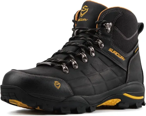 Vista 10 de SUREWAY Botas de trabajo impermeables de acero y punta suave de 6 pulgadas para hombre, botas de seguridad de cuero antideslizantes