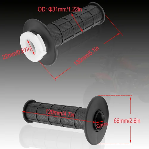 Vista 4 de Empuñaduras y cable del acelerador para ATV Quad Pit / Dirt Bike Baja Mini Bike Mb165 Mb200 196cc 200cc Doodlebug Bike Compatible con barra de 22mm