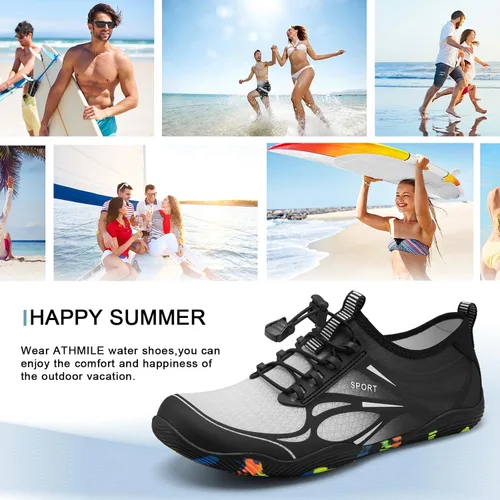 Vista 6 de ATHMILE Zapatos de agua para hombres y mujeres, zapatos de río, para adultos, natación, playa, lago, piscina, calcetines acuáticos, secado rápido