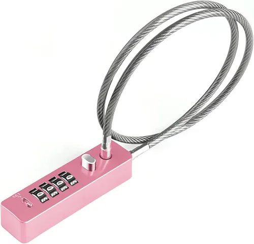 Vista 10 de Cerradura de combinación de cables intercambiables 3, 904EC-Negro 4-Digit Resettable Code Security for Travel, Outdoor Fence Gate, Ski, Scooter