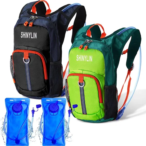 Vista 11 de Shinylin 2 piezas mochila de hidratación para niños con bolsa de agua de 1.5l mochila ligera para niños para senderismo mochila de agua para niños