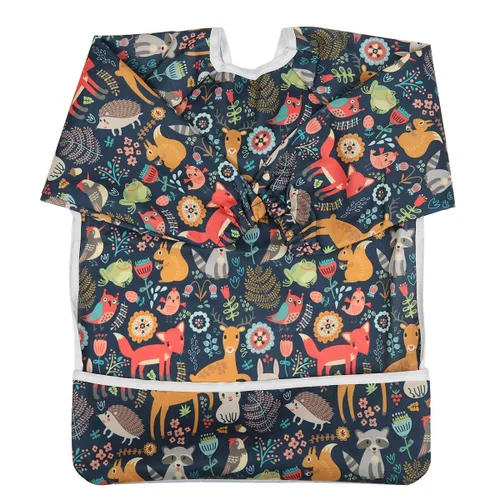 Vista 28 de Babero Camisa de manga larga con bolsillo para bebés de 1 a 3 años (Animal Forest)