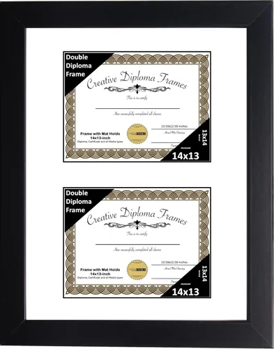 Vista 38 de Creative Picture Frames Marco de diploma doble clásico negro de 6 x 8 pulgadas con vidrio negro y colgador de pared instalado
