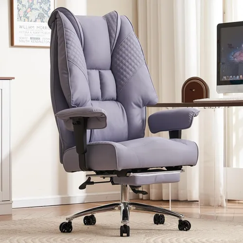 Vista 8 de EXCEBET Silla de oficina grande y alta con reposapiés, silla de oficina ejecutiva de piel sintética con respaldo alto de 400 libras, sillas