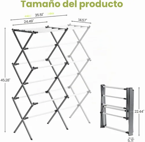 Vista 3 de APEXCHASER PEXCHASER - Estante de secado de ropa de gran tamaño, 45.28 pulgadas de alto x 14.57 pulgadas de profundidad